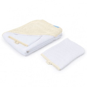 Полотенце с уголком и варежкой Nuovita Grazia 100x100 махра/плюш-соты, бело-кремовый (Nuovita, NUO-DPOL_1633)