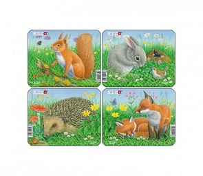 Пазл - Кролик, белка, лиса, еж, 5 элементов (Larsen, Z12k)