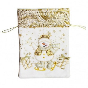 Мешок для подарка, размер 17,5 х 24 см., золотой (Новогодняя сказка, 973033)