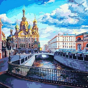 Раскраски по номерам - Храм Спаса на Крови, 40 х 50 см. (Белоснежка, 928-AB)