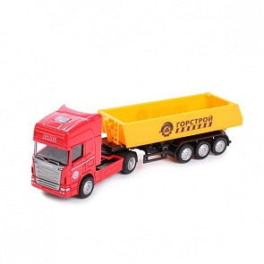Самосвал Горстрой, металлический, с полуприцепом и подвижными элементами (Технопарк, U1402E-4sim)
