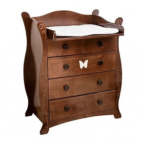 Комод с настилом Красная звезда С 577 резьба №11 накладка №3 бабочка, шоколад (Красная звезда, КЗ-С577_шоколад)