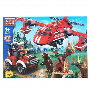 Конструктор Город мастеров – Пожарный самолет, с фигурками, 280 детали (Город мастеров, 3578-UU)