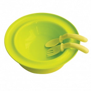 Тарелка с присоской в наборе с ложкой и вилкой (Lubby, 5523/72/12)