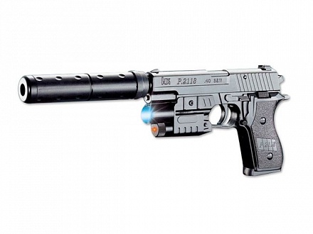 Пистолет Р2118 с лазерным прицелом, фонариком и пульками 