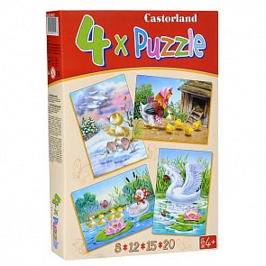 Пазл Гадкий утёнок, 4 пазла по 8/12/15/20 элементов (Castorland, B-04027)