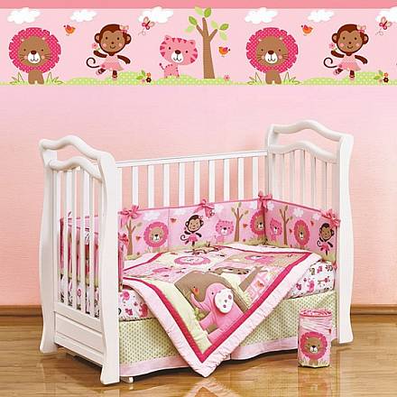 Набор постельного белья для новорожденных Pink Zoo, 7 предметов 