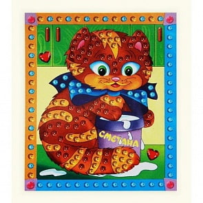 Мозаика из пайеток А4 - Котенок (Рыжий кот, М-4338)