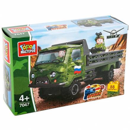 Конструктор Город Мастеров – Армия. УАЗ-452 с солдатом, 88 деталей 