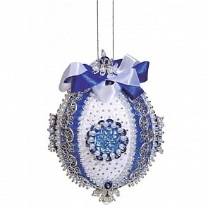 Шар новогодний из пайеток – Царский, синий (Волшебная мастерская, ШП-04)