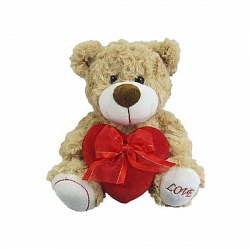 Игрушка мягкая - Медведь коричневый с сердцем Love, 18 см (Abtoys, M5067) - миниатюра