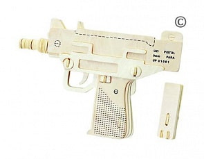 Модель деревянная сборная - Автомат УЗИ (Wooden Toys, P118)