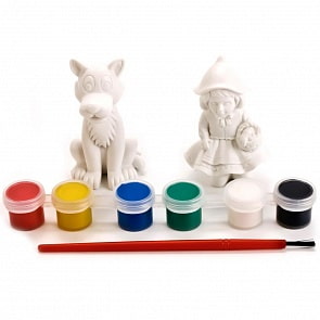 Набор-раскраска - Красная Шапочка, 2 фигурки, кисточка, краски (MultiArt, BWC1110Bsim)