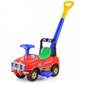 Автомобиль-каталка №4 - Джип с ручкой, красный (Полесье, 71972)