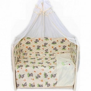 Комплект в кроватку – Универсальный, 6 предметов, бежевый (Bombus, BOM_1303)