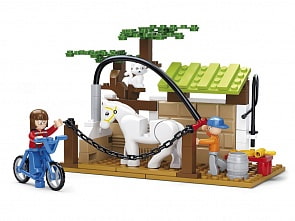 Конструктор – Конюшня, с фигурками, 110 деталей (Sluban, M38-B0557)