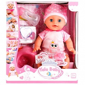Интерактивный пупс Yale Baby 30 см, пьет и писает, с аксессуарами (YL1712Dsim)