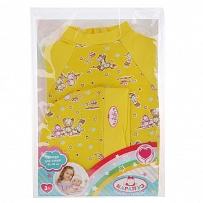 Желтый комбинезон с шапочкой для кукол ™Карапуз - Зверята (Карапуз, OTF-1902CH-RU)