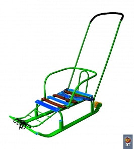 Санки Считалочка Семерка   с большими колесиками, зеленые (RT, 3655RT)