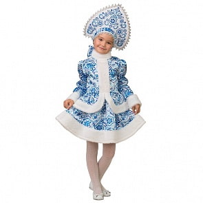 Карнавальный костюм для девочек - Снегурочка Гжель, Русский стиль, размер 128-64 (Батик, 1515-128-64)