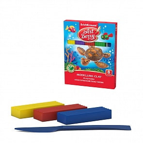 Пластилин ArtBerry с Алоэ Вера, 8 цветов/144 г, со стеком (Erich Krause, 41761EK)