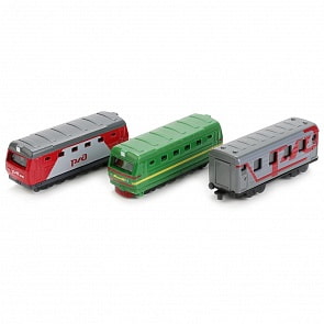 Набор РЖД 2 локомотива и вагон, 7,5 см (Технопарк, SB-17-36WB)