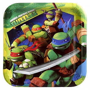 Тарелка квадратная Черепашки-Ниндзя, 25 см, 8 штук (Amscan, 1502-1275)