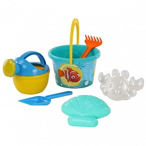 Набор Disney/Pixar - В поисках Немо №8: ведро среднее с наклейкой, лопатка, грабельки, 2 формочки, лейка малая №4 (Полесье, 66947) (ассортимент)