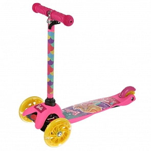 Самокат 3-х колесный из серии Barbie, управляется наклоном, колёса Pu 120 и 80, свет, регулируемый руль (Next, MINI203-BRB-3)