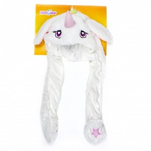 Шапка детская Единорог белый из серии Хлоп-Ушки (1toy, Т17635)