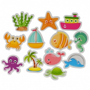 Набор стикеров ЕВА для ванны - Водные обитатели, 12 штук в сумочке сетке (Капитошка, EV12-OP)