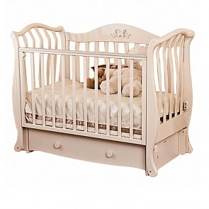 Кроватка детская Красная звезда С 757 Юлиана, резьба №8 накладка №27 Бабочка, слоновая кость (Красная звезда, КЗ-С 757_слоновая кость)