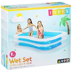 Бассейн надувной прямоугольный, с 2 кольцами (Intex, 56483sim)