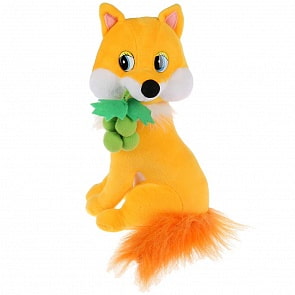Мягкая озвученная игрушка - Лисичка с виноградом, 22 см, 2 стихотворения М. Дружининой, песня «От улыбки» В. Шаинского (Мульти-пульти, M9584-22)
