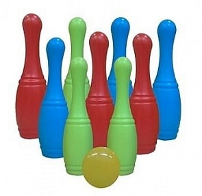 Набор для боулинга – 9 кеглей с мячом, в сетке (Рыжий Кот, И-1631)