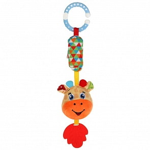 Текстильная игрушка подвеска-пищалка с колокольчиком - Жирафик (Умка, RBT-G2)