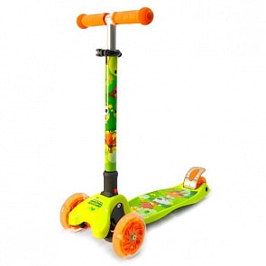 Трехколесный складной самокат – Ми-ми-мишки, светящиеся колеса 12 и 8 см, салатовый (S103MMMsim)