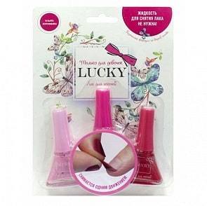 Lucky Набор из 3 лаков: светло-розово-сиреневый № 038 + розовый перламутр № 010 + фуксия № 133 (1toy, Т11197)