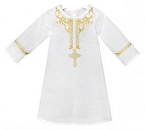 Крестильная рубашка с вышивкой золотом – модель 1 (Золотой Гусь, 11173-z)
