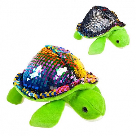Мягкая игрушка - Черепаха с пайетками, 17 см 