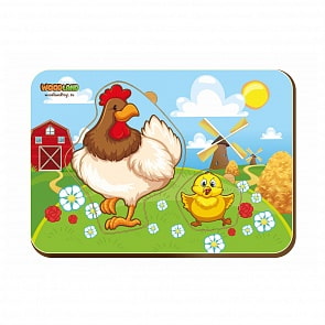 Деревянный вкладыш - Мама и детеныш, курочки (Сибирский Сувенир, 011312)