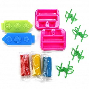 Тесто для лепки – Цветы 3 цвета по 20 грамм, 4 формочки, аксессуары (MultiArt, 11444-PD)