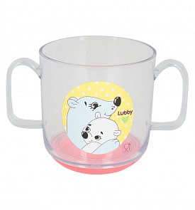 Tренировочная кружка - Веселые животные, 150 мл, розовый (Lubby, 13951/192/12_розовый)