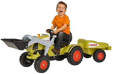 Детский педальный трактор погрузчик с прицепом Claas 