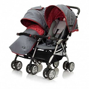 Коляска для двойни Elegant Twin, трость, Light gray/red (Jetem, TS-5_Light_Gray/Red)