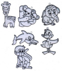 Витражи-мини - Дельфин, слоник, коала, жираф, обезьяна, утенок (Amos, 23864)