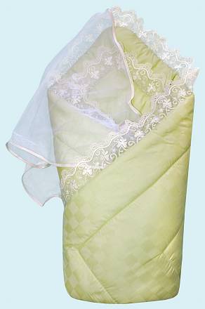 Конверт-одеяло на выписку сатин жакард, зеленый 