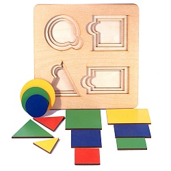 Развивающая деревянная доска из серии Геометрия – Больше и меньше (Нескучные игры, 7909) - миниатюра