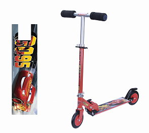 Самокат из серии Disney Тачки 2-х колесный с фарами и задними огнями, PVC колеса 125 мм (1toy, Т11409)