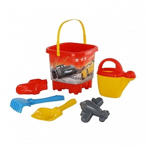 Набор Disney/Pixar - Тачки №31: ведро-замок большое с наклейкой, лопата №6, грабли №6, 2 формочки, лейка №10 (Полесье, 65544) (ассортимент)